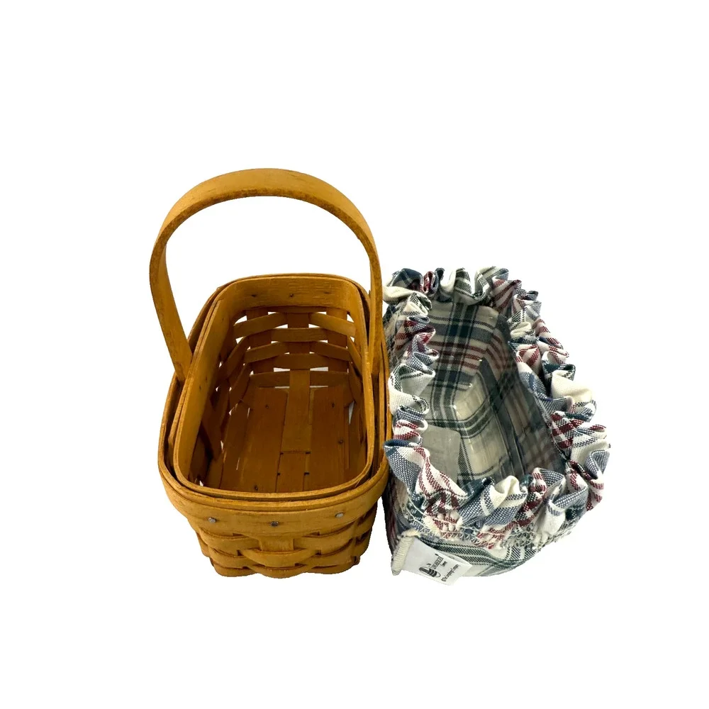 1995 Longaberger Horizon of Hope Basket w/Plaid Liner & Protector 5.75L 3.75W 3H